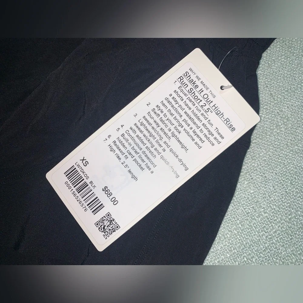 Lululemon NWT Shake It Out High-Rise Running Short 2.5" size XS Black - Picture 2 of 13